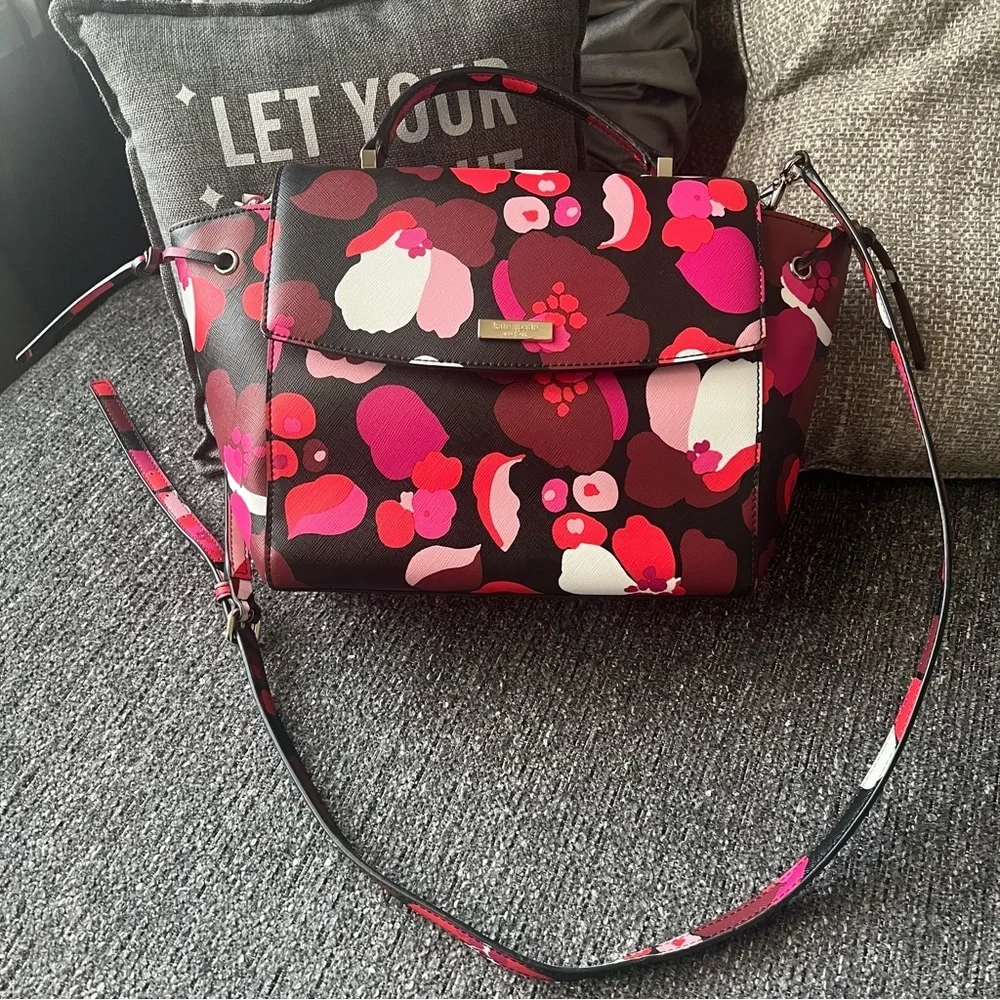 Kate Spade Leather Lilah Laurel Way Wonder Floral Satchel